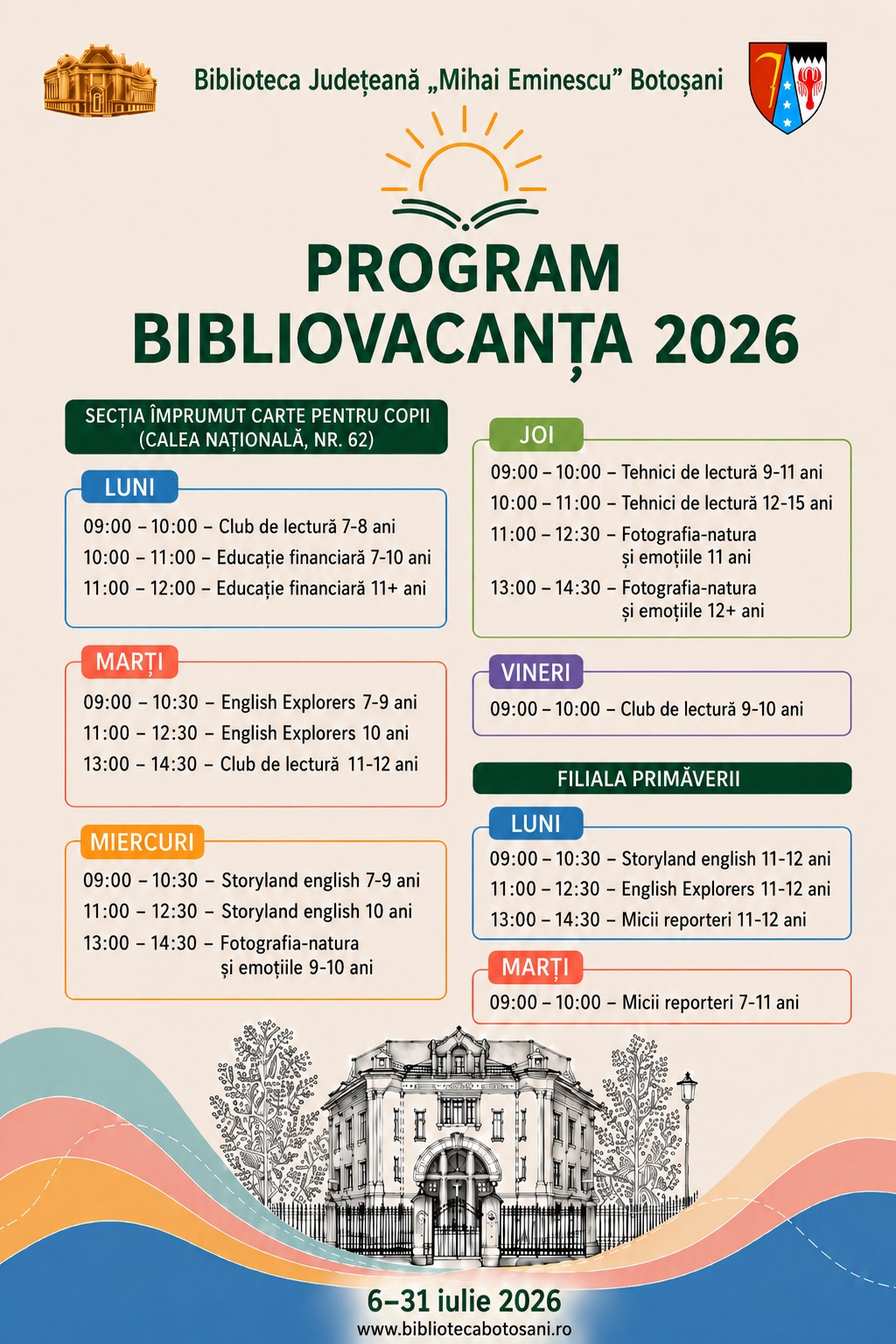 	 BiblioVacanța 2026 –Orar